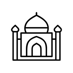 Outline drawing of taj mahal india landmark vector illustration architectural design icon image
