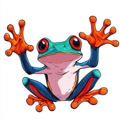Pixel Art Red Eyed Tree Frog Illustration