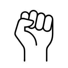Raised fist vector icon illustration for protest, power, solidarity, and resistance design use cases