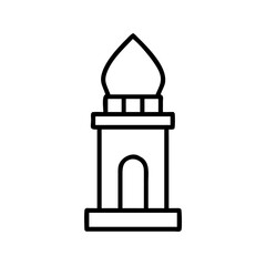 Outline mosque minaret vector icon illustration islamic architecture religious building design for ramadan