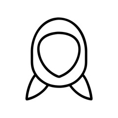 Downloadable outline icon of a hijab head covering for muslim women fashion and islamic culture
