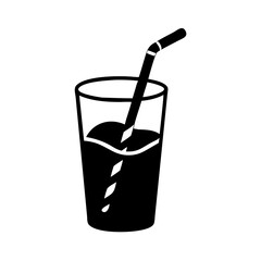 drinking straw in glass icon, drinking straw in glass silhouette vector illustration-simple silhouette illustration of drinking straw in glass, perfect for drinking straw in glass logos and icons