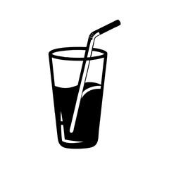 drinking straw in glass icon, drinking straw in glass silhouette vector illustration-simple silhouette illustration of drinking straw in glass, perfect for drinking straw in glass logos and icons