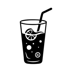 glass of iced lemonade icon, glass of iced lemonade silhouette vector illustration-simple silhouette illustration of glass of iced lemonade, perfect for glass of iced lemonade logos and icons