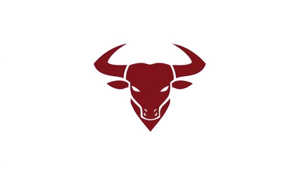 Bull Silhouette, Simple Design, White Background