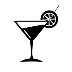 martini glass with lemon twist icon, martini glass with lemon twist vector