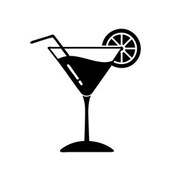 martini glass with lemon twist icon, martini glass with lemon twist vector