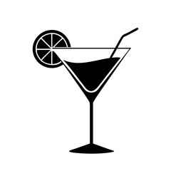 martini glass with lemon twist icon, martini glass with lemon twist vector