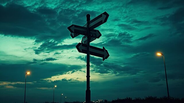 Night Road Signpost Choices