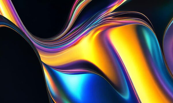 Vibrant Abstract Waves of Color Flowing in a Dark Background