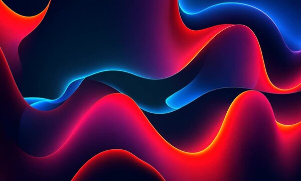 Vibrant abstract waves of red and blue flowing against a dark backdrop