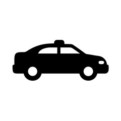 Obraz premium Taxi cab vector illustration, transportation, vehicle, travel, ride, service, black silhouette car icon design element