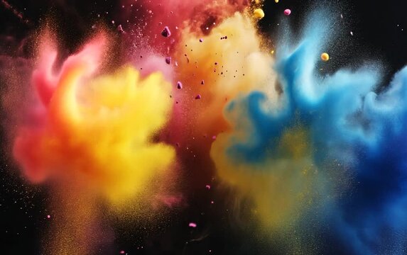 Vibrant Colorful Smoke Explosion Against a Dark Background