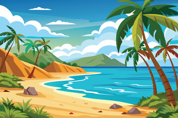 Obraz premium Beach Landscape Vector Art