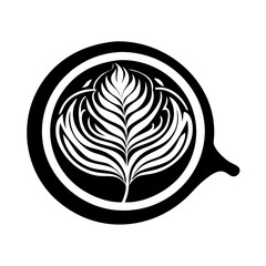 latte art icon, latte art silhouette vector illustration-simple silhouette illustration of latte art, perfect for latte art logos and icons
