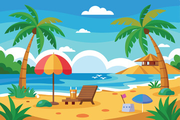 Obraz premium Palm Trees Beach Vector