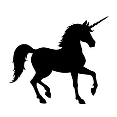 Unicorn silhouette vector illustration mythical creature horse graphic design element black and white fantasy art fairytale icon