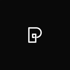Fototapeta premium Knot Letter P Linear Logo with Black Background