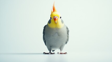 Obraz premium Cockatiel bird portrait, studio shot, white background, pet