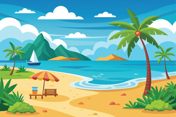 Obraz premium Palm Trees Beach Vector
