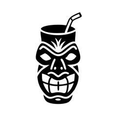 tiki drink icon, tiki drink silhouette vector illustration-simple silhouette illustration of tiki drink, perfect for tiki drink logos and icons