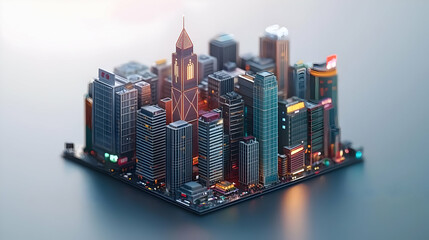 Fototapeta premium Pixelated Cityscape Night View
