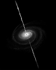 Quasar- is a very bright and powerful source of radiation located in the center of a distant galaxy.Vector illustration