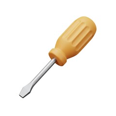 Fototapeta premium 3D cartoon beige flathead screwdriver