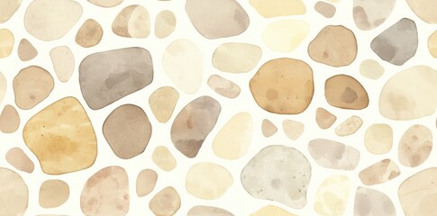 Watercolor Pebble Stone Seamless Pattern Background for Creative Project Use