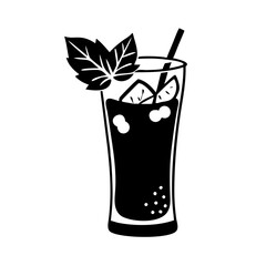 mojito with mint icon, mojito with mint silhouette vector illustration-simple silhouette illustration of mojito with mint, perfect for mojito with mint logos and icons