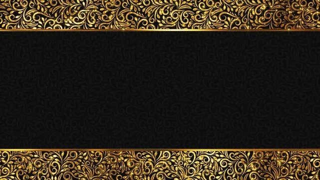 abstract golden floral pattern and border frame with glitter stars vintage animation, oriental decorative frame,ornamental luxury social media motion design element	