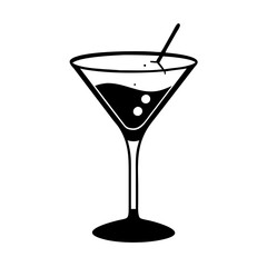 cocktail glass icon, cocktail glass silhouette vector illustration-simple silhouette illustration of cocktail glass, perfect for cocktail glass logos and icons