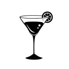 cocktail glass icon, cocktail glass silhouette vector illustration-simple silhouette illustration of cocktail glass, perfect for cocktail glass logos and icons