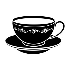tea cup with saucer icon, tea cup with saucer silhouette vector illustration-simple silhouette illustration of tea cup with saucer, perfect for tea cup with saucer logos and icons