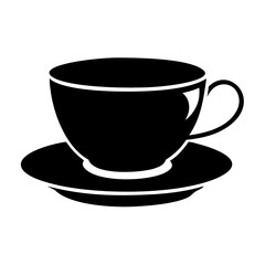 tea cup with saucer icon, tea cup with saucer silhouette vector illustration-simple silhouette illustration of tea cup with saucer, perfect for tea cup with saucer logos and icons