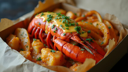 Savory Grilled Lobsters with Cheese and Spicy Sauce