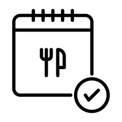 reserved order outline icon. booking restaurant black line illustration.