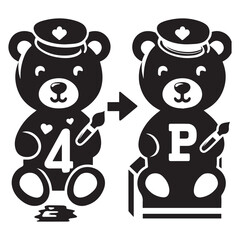 Cute Cartoon Teddy Bear with Number 4 and Magic Wand for Kids Birthday or Preschool Design	
