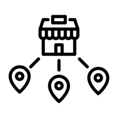 restaurant branch outline icon. restaurant location black line illustration.