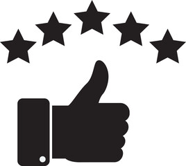 hand with thumb up and stars rating icon