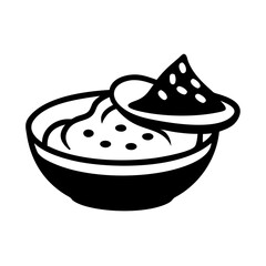 hummus with pita bread icon, hummus with pita bread silhouette vector illustration-simple silhouette illustration of hummus with pita bread, perfect for hummus with pita bread logos and icons