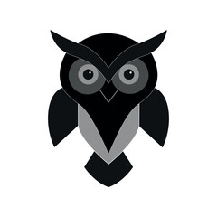 Minimal Black Owl Logo – Monochrome Flat Vector Design
