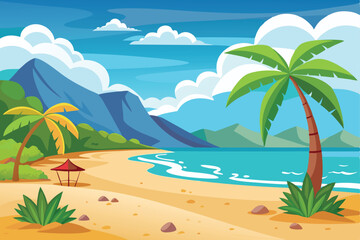 Fototapeta premium Minimalist Beach Vector Art