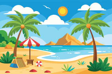 Obraz premium Minimalist Beach Vector Art