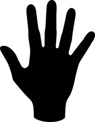 Obraz premium Raised Hand Silhouette Human Palm with Open Fingers on White Background Symbol Sign