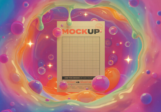 Vertical Page Poster with Colorful Slime Mockup