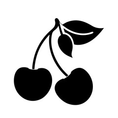 cherries icon, cherries silhouette vector illustration-simple silhouette illustration of cherries, perfect for cherries logos and icons