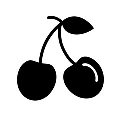 cherries icon, cherries silhouette vector illustration-simple silhouette illustration of cherries, perfect for cherries logos and icons