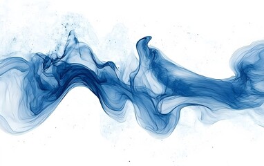 Abstract Blue Ink Wave Flowing Design Art