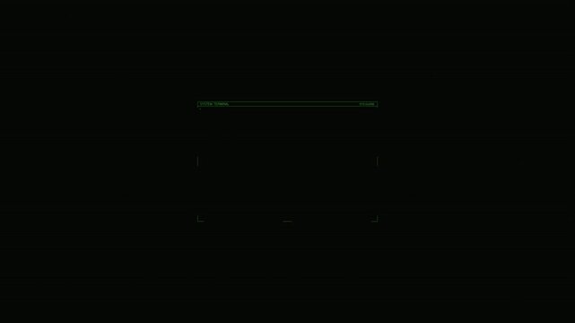 Green terminal command line interface overlay on black background. Perfect for tech, coding, hacking, and cybersecurity themed videos. Retro computer console aesthetic with text animation.